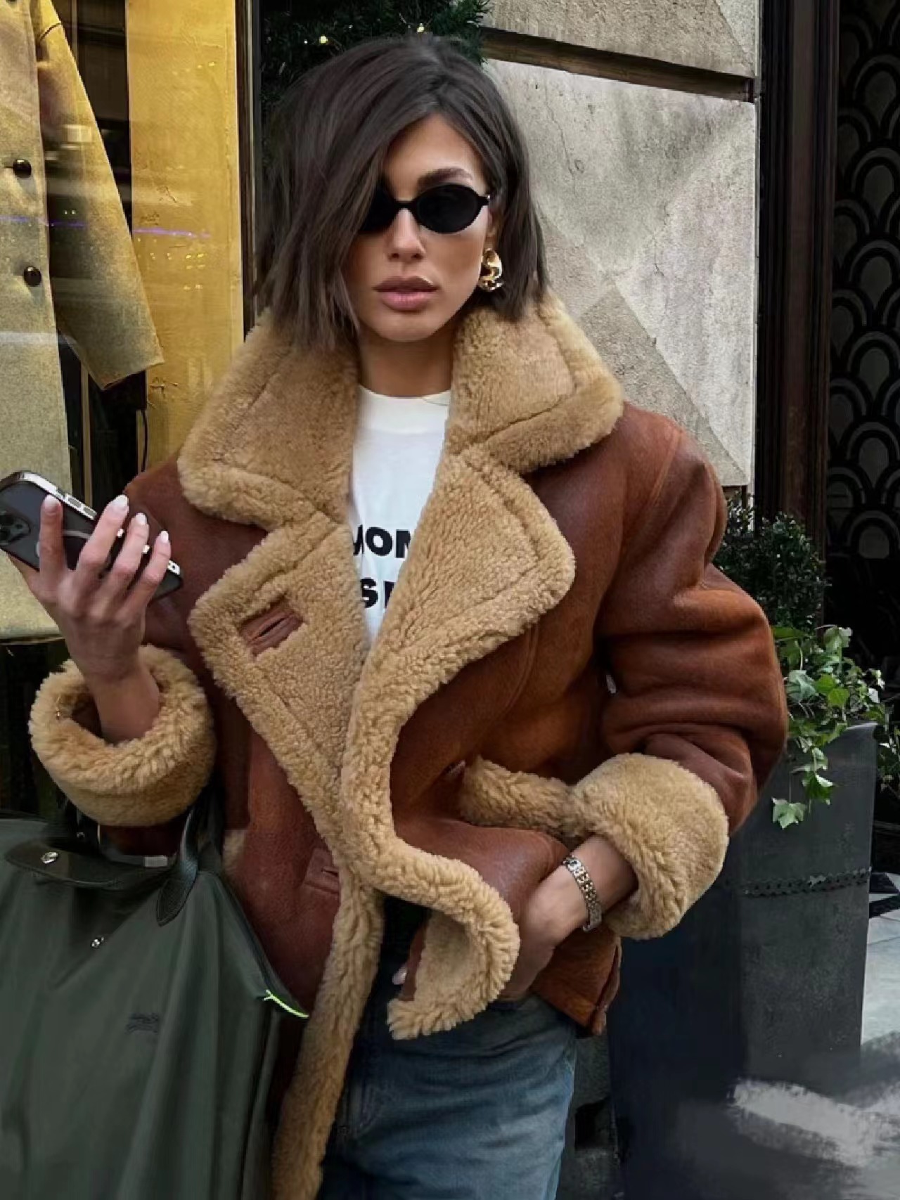 古着vintage女款真皮绵羊皮牛皮皮衣外套秋冬复古