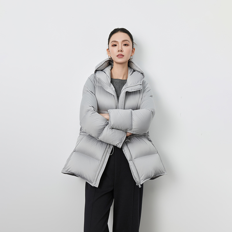 Martian2025冬季新款90白鹅绒抽绳休闲收腰显瘦加厚保暖品质羽绒