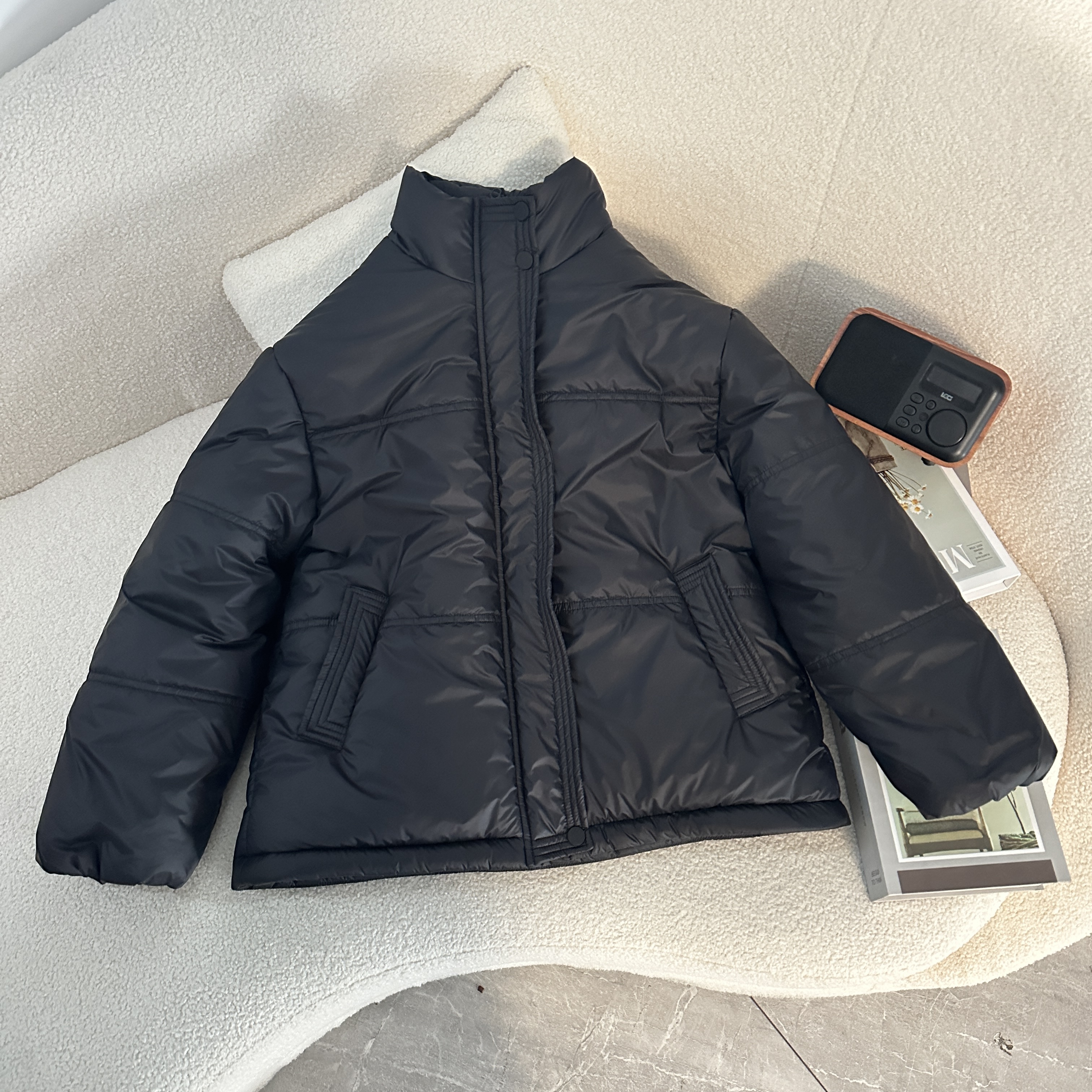 儿童外套保暖韩版棉服短款时尚立领秋冬纯色加绒加厚面包服HW083