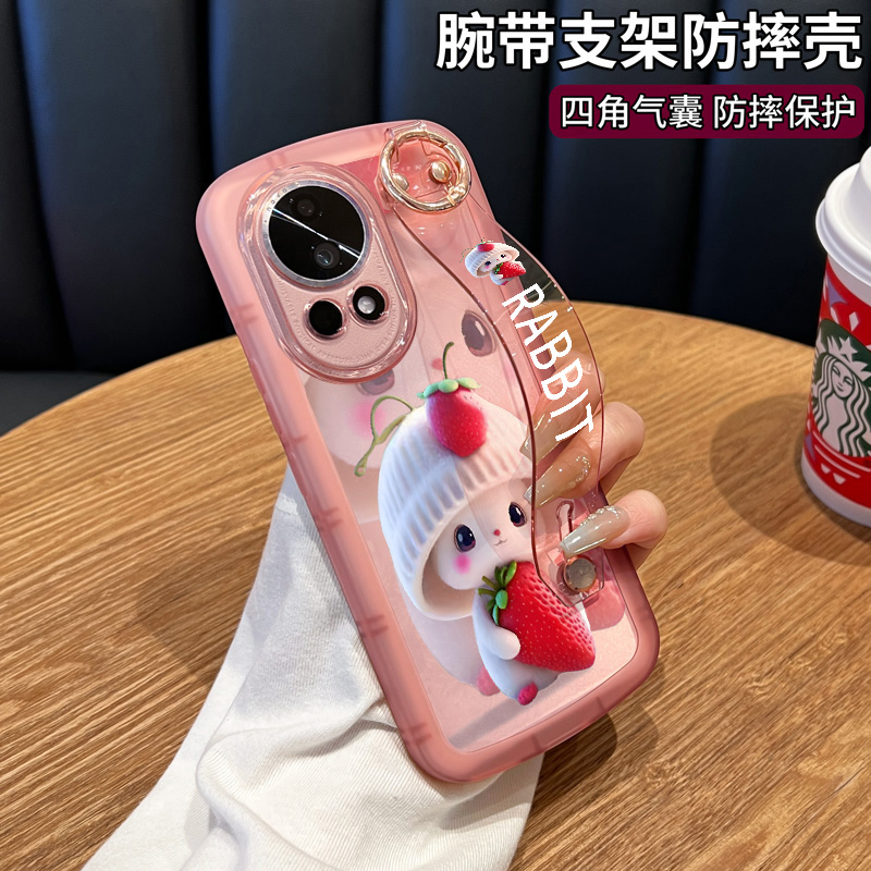 适用华为nova12手机壳秋冬nova12pro新款novo腕带nove高级兔可爱