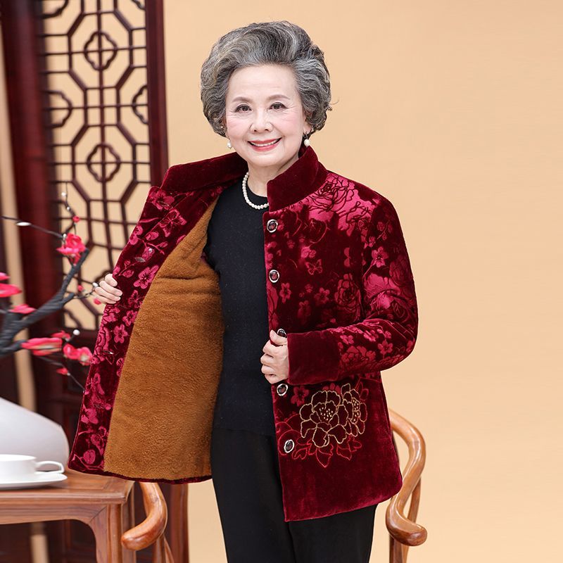 老年人冬装棉衣女奶奶装外套棉服老人衣服女棉袄加厚老太太妈妈装