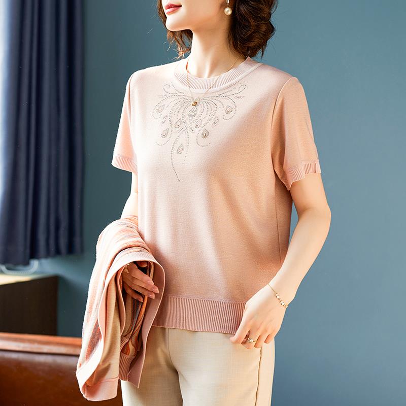 2025新款妈妈秋装针织上衣气质两件套中老年女装春秋气质开