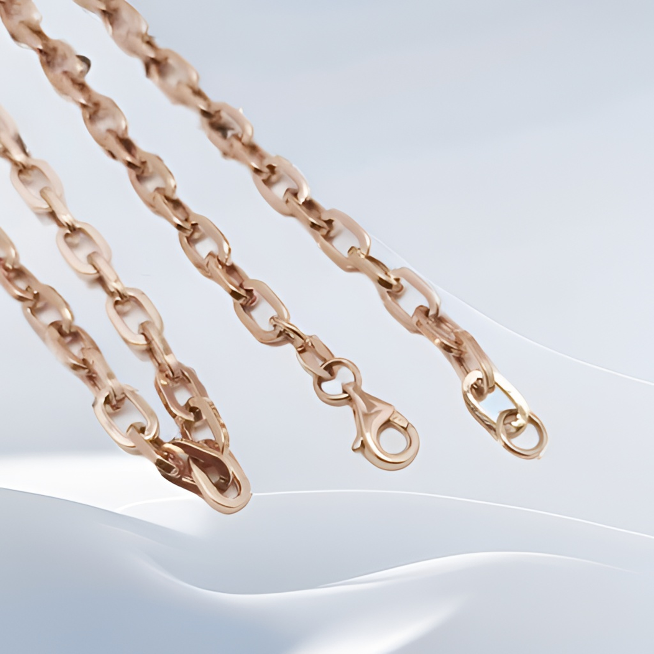 18k金 加粗花环想看纯链玫瑰金素款时尚百搭个性欧美进口工艺坠链