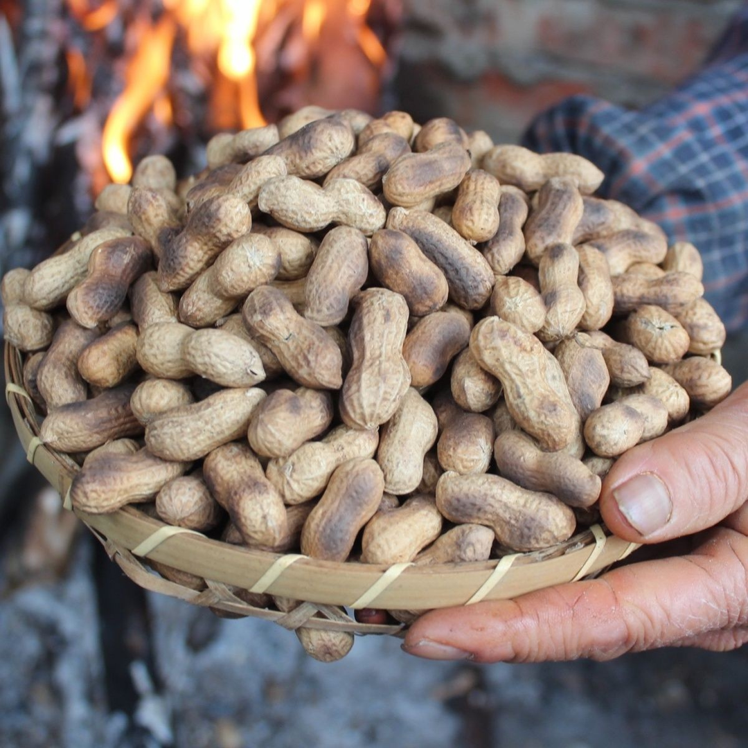 原味柴火花生好吃铁锅柴火花生农家下酒菜充饥休闲零食炒花生小籽