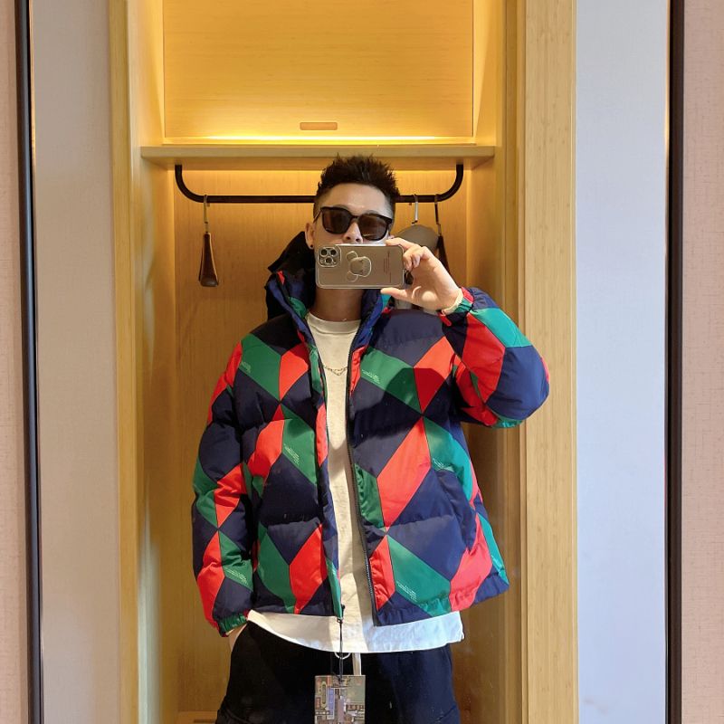 范哲贤2023年新款美式潮流棉衣男女情侣菱格面包短款棉服拼色潮牌