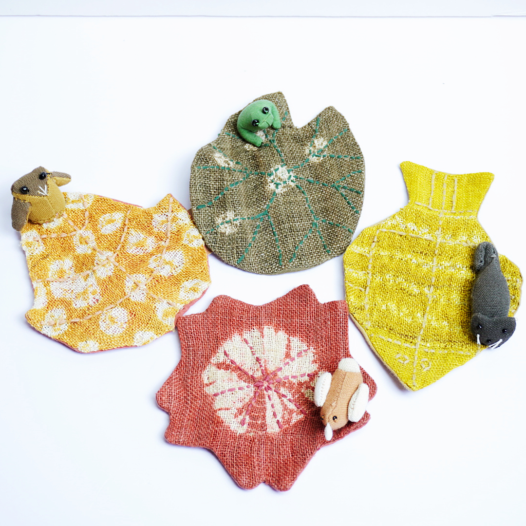 【三彝扎染】手工织布纯大麻刺子绣动物杯垫