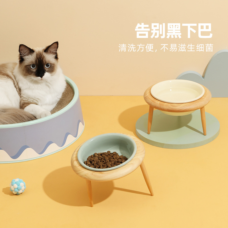 陶瓷猫碗猫咪食盆高脚猫粮碗狗碗保护颈椎饮水碗宠物用品狗狗粮盆