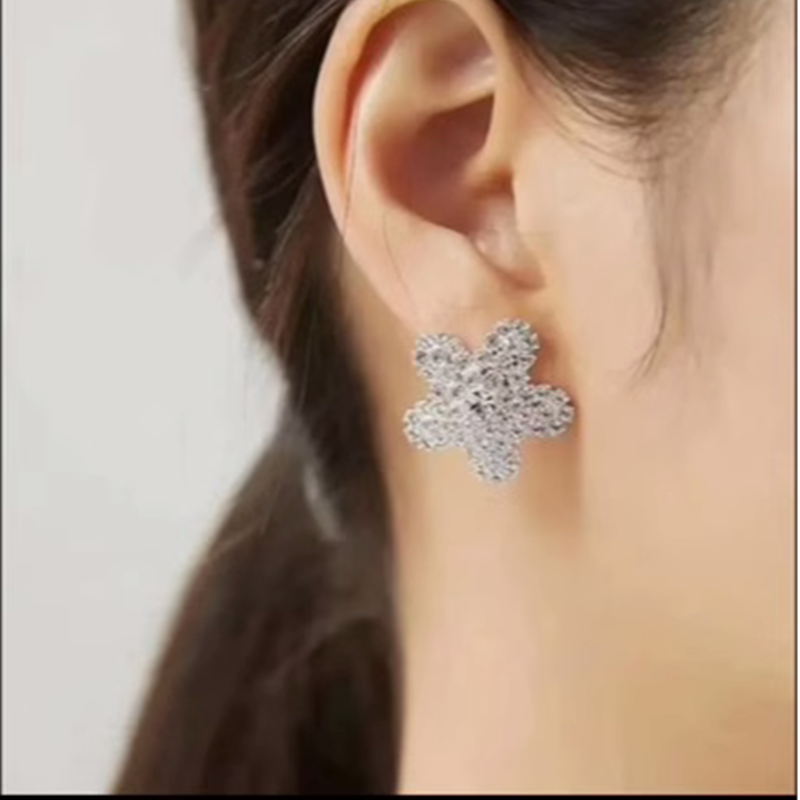铜合金耳饰 季阿玛施新颖轻奢气质精致雪花耳钉时尚饰品女5900470