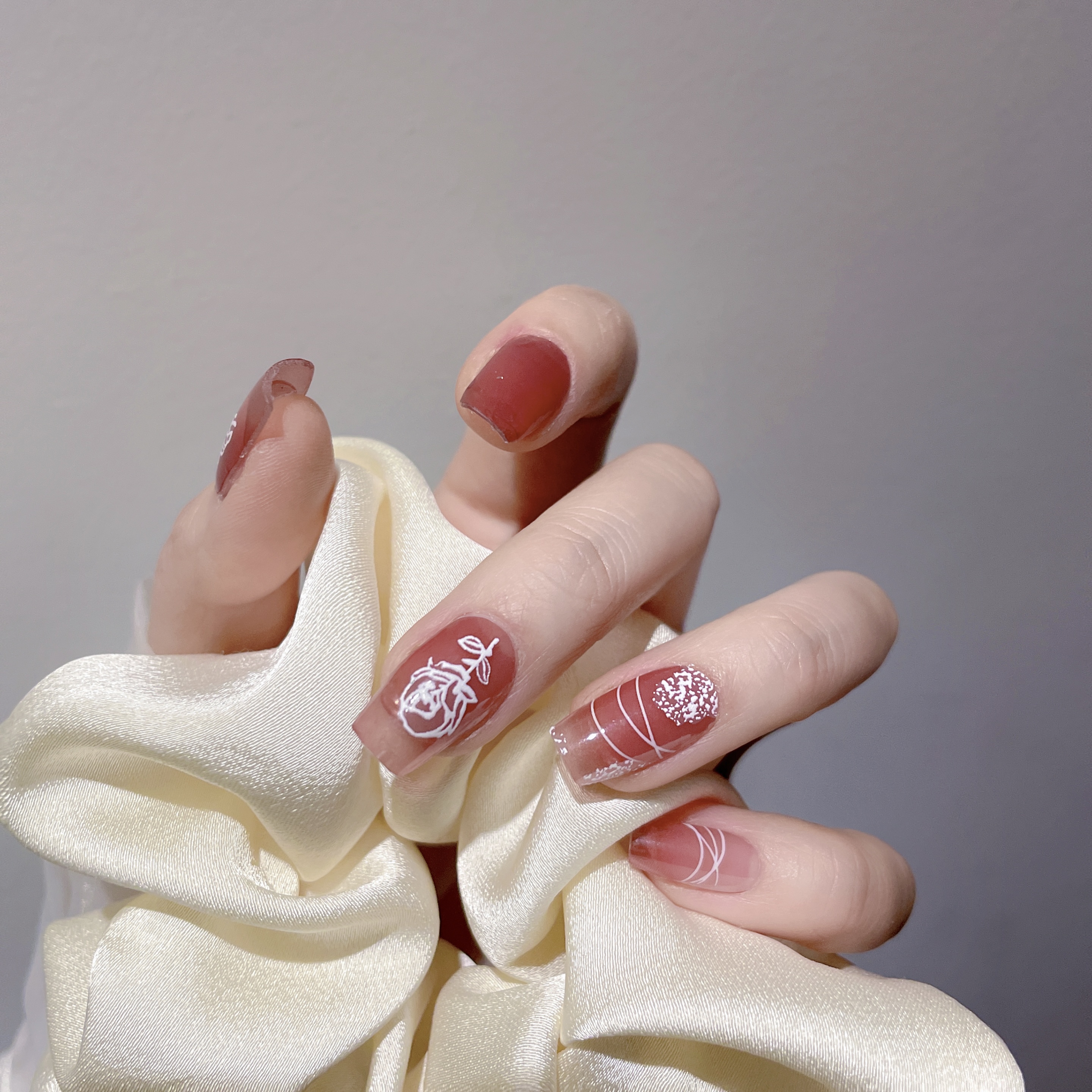 [131]懒人防水凝胶美甲贴22指双头气质（可贴2-4双手）