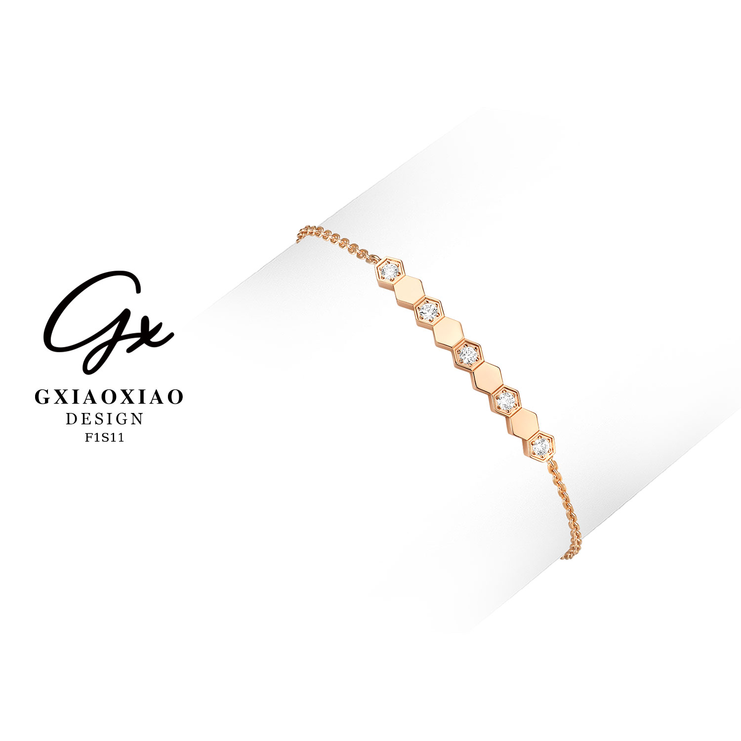 925银合成锆石手链 GXX 法式轻奢时尚设计感蜂巢手链  F1S11