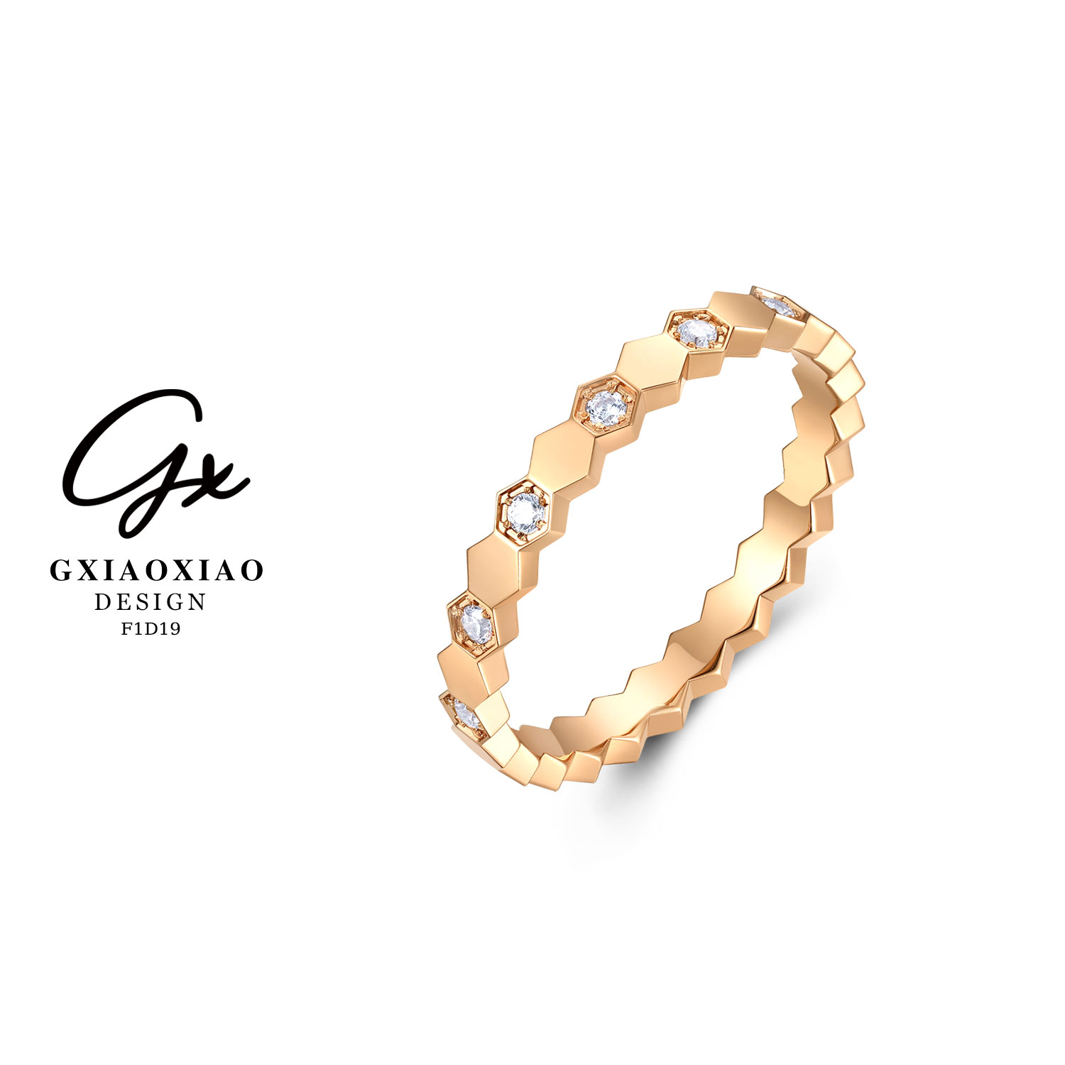 925银合成锆石戒指 【定制锆石版】气质感百搭蜂巢戒指 F1D18 F1D19