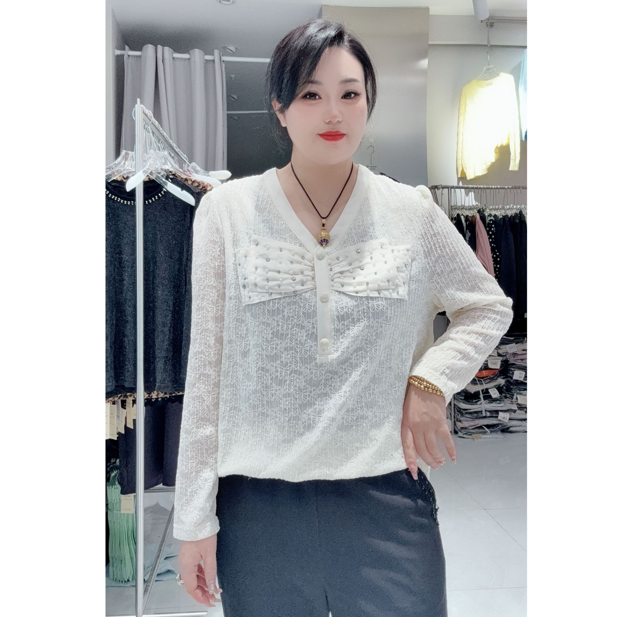 芮娜依莲1831欧货女宽松中长款长袖字母拼接圆领加厚打底衫女春