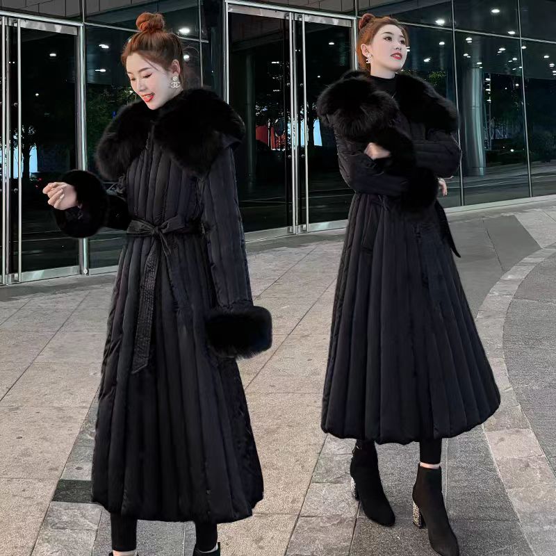 2025冬季狐狸毛长款收腰外套
