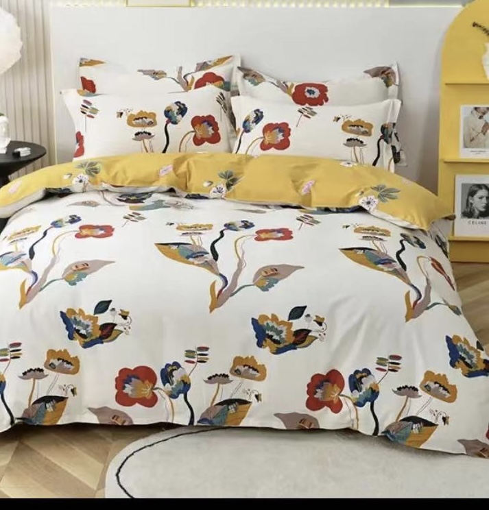 【安妮花园】纯棉斜纹布料可加工亲肤透气床单被罩布料富贵黄色女士