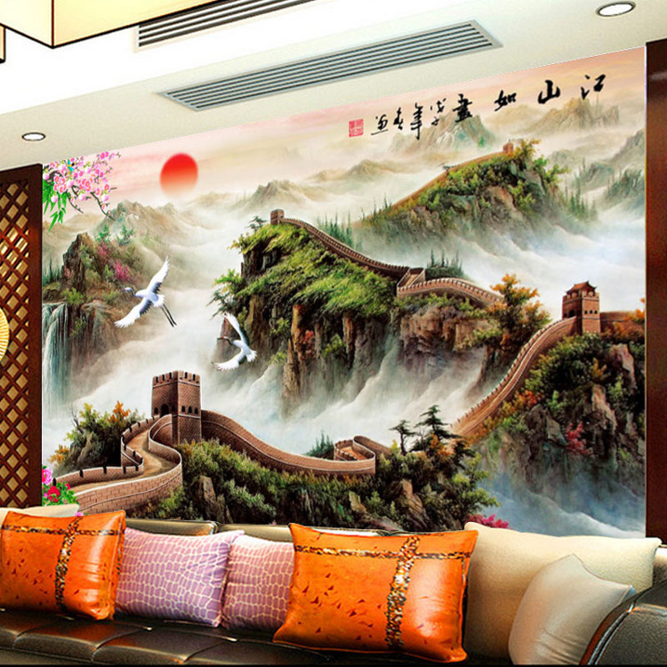 【美娜丽莎】山水画客厅卧室十字绣长城江山如画绣满绣有勾边62色
