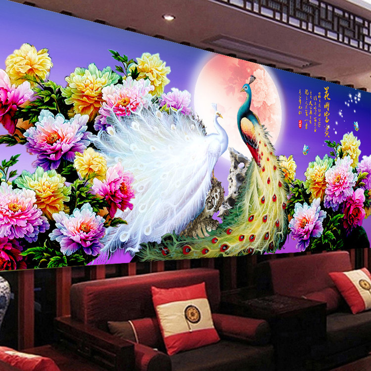 【美娜丽莎】客厅画花卉图花好月圆花开富贵十字绣66色满绣无勾边