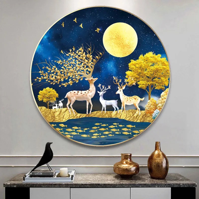 【美娜丽莎】新款十字绣发财鹿圆版26色满绣无勾边清新自然