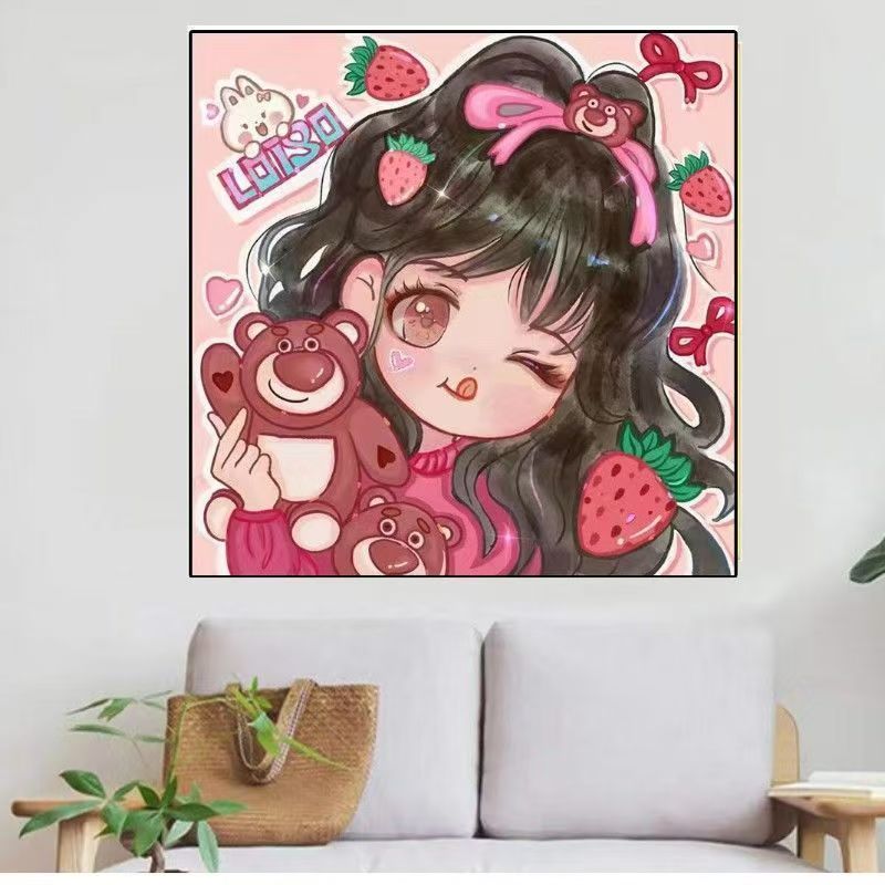 【美娜丽莎】新款十字绣卧室儿童房草莓熊女孩29色满绣无勾边