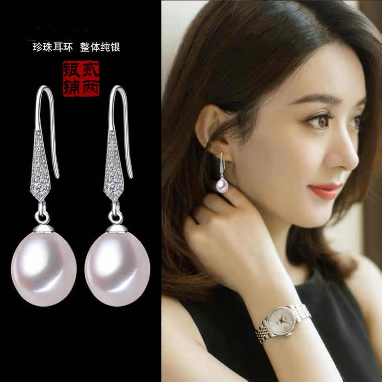 925银淡水珍珠耳环女2025年火爆款气质百搭长款高级感耳坠耳饰