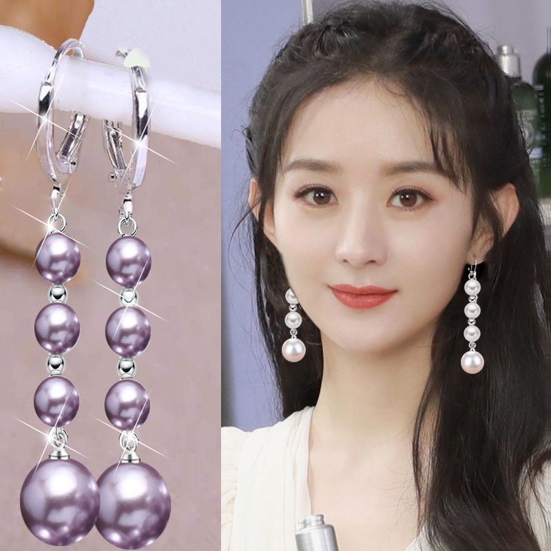 925纯银耳圈显瘦天然玛瑙长款流苏耳环爆款气质高级感耳坠耳饰