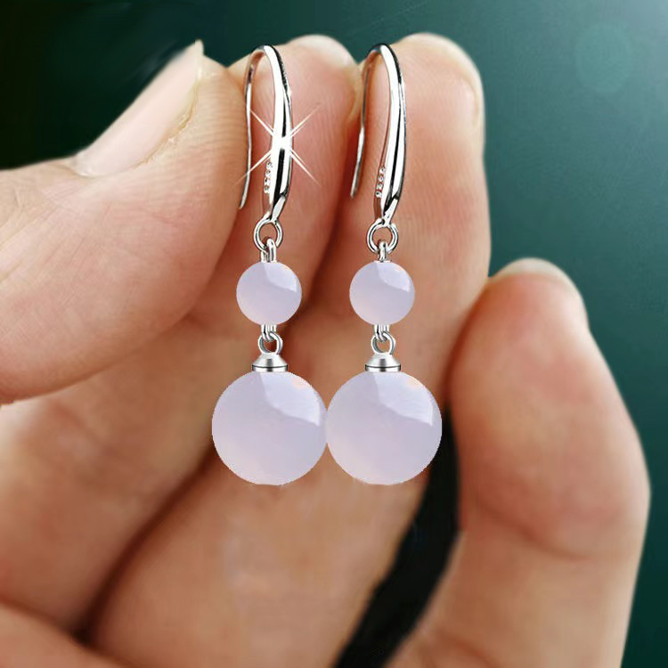 专柜热卖天然玛瑙s925纯银耳环女2025年新款气质百搭中长耳坠耳饰