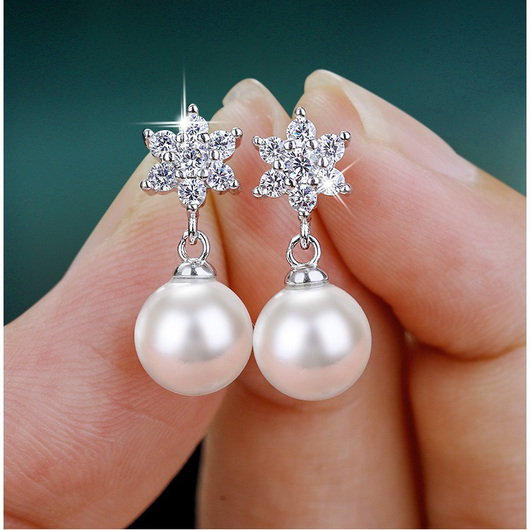 925银耳饰 925银针雪花耳钉气质百搭耳环国时尚耳饰品女清新耳坠