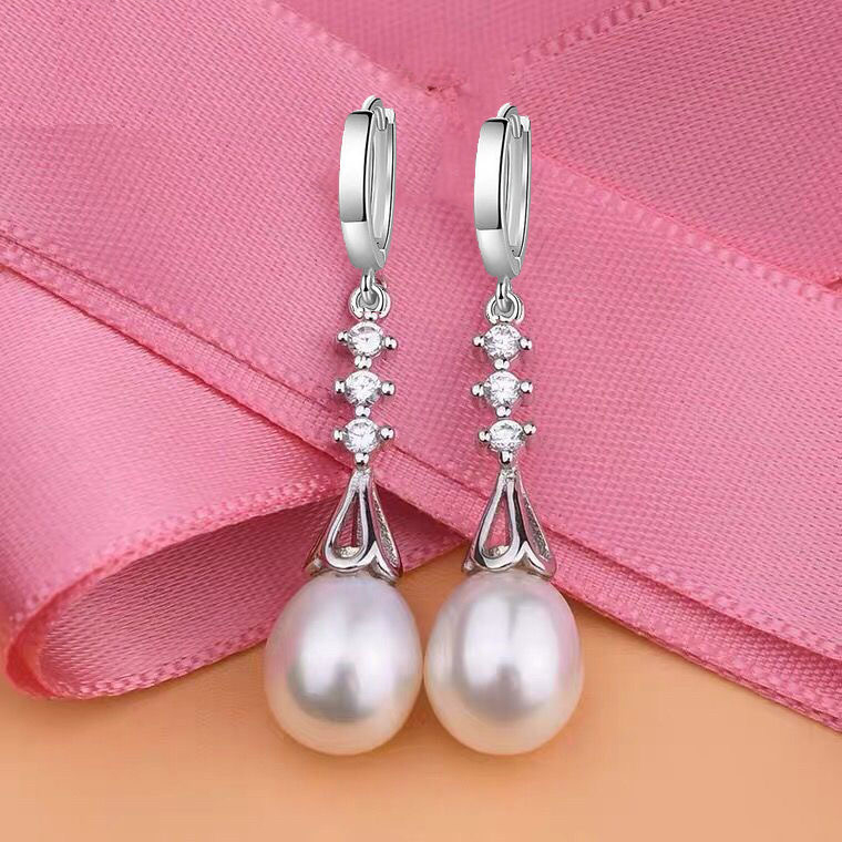 轻奢天然珍珠耳坠925耳环长款气质时尚百搭显瘦防敏敏耳饰品