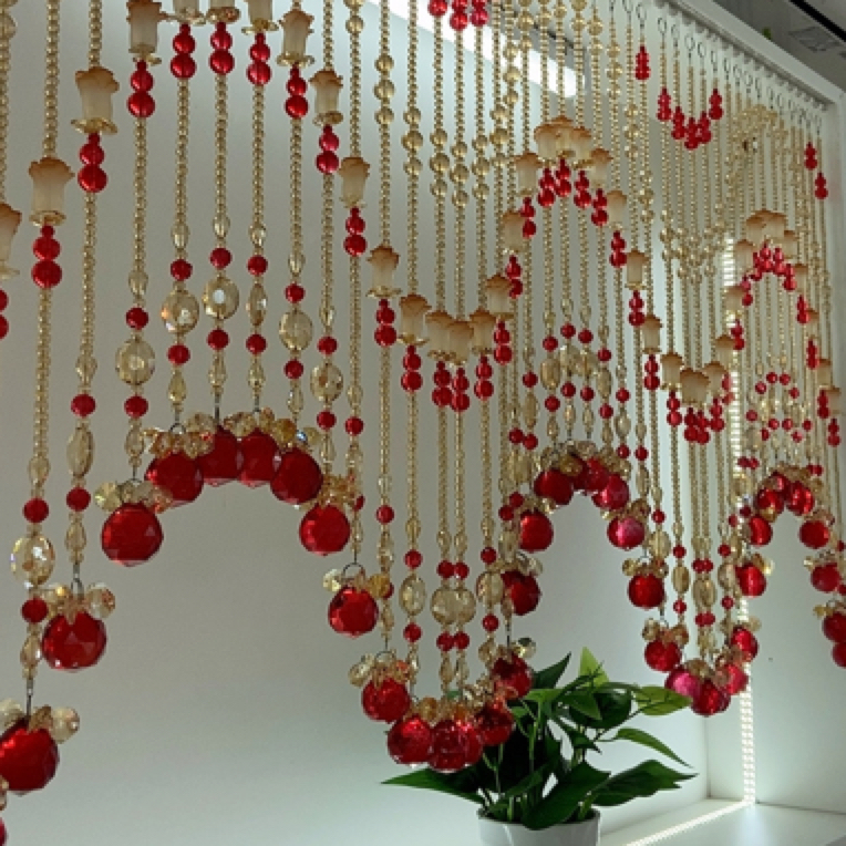 喜聚红金色聚宝盆波浪造型 定制帘