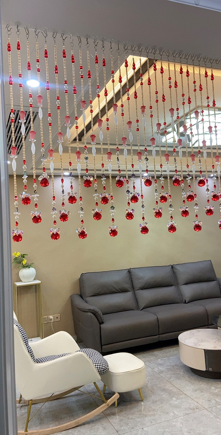 璀璨红金色珍珠雨淋隔断 定制帘