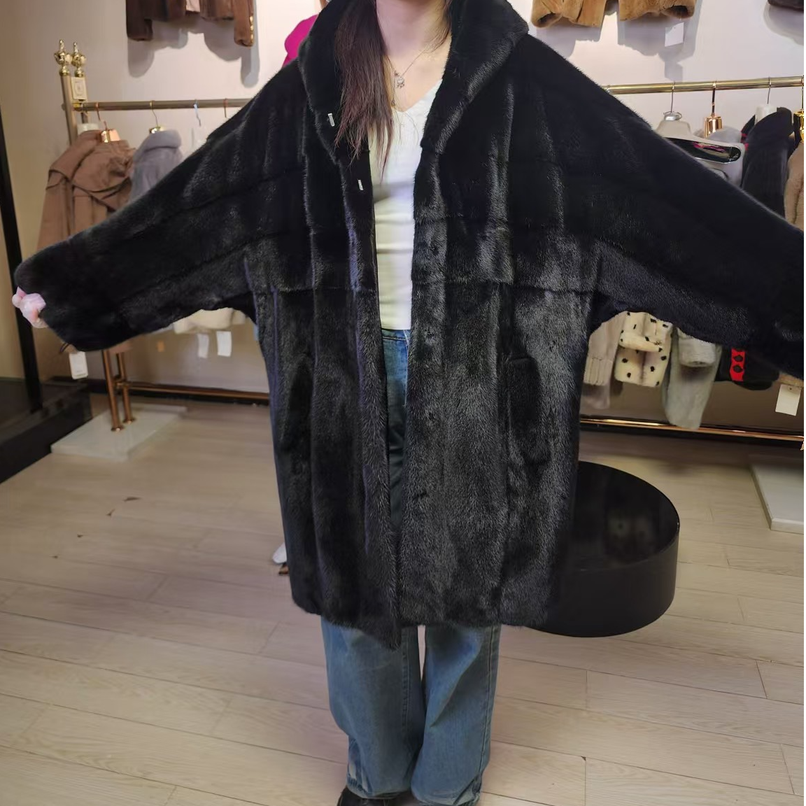 高端皮草 大码女貂 看价确认黑色大码胸围150