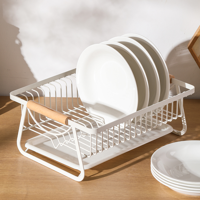 不锈钢家居小号碗碟筷子沥水篮日式铁艺奶白色桌面盘碗架北欧风