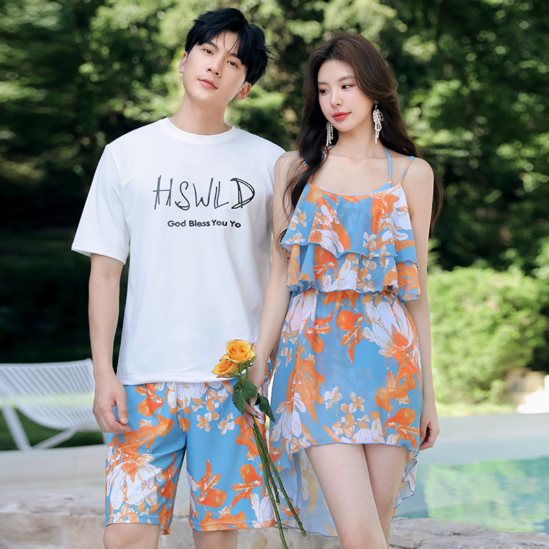 情侣泳衣2025新款女士三件套性感显瘦男沙滩裤度假泡温泉泳装