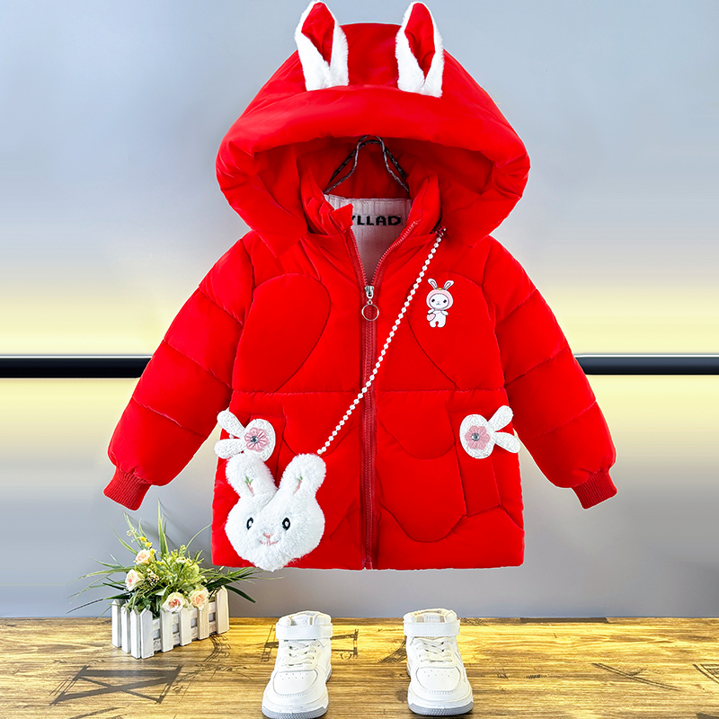 拜年服女童宝宝24新美拉德棉袄加绒加厚免洗外套棉服小兔子款