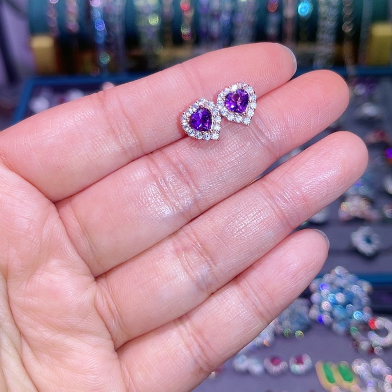 【闪购商品】紫晶耳饰银S925镶嵌耳饰