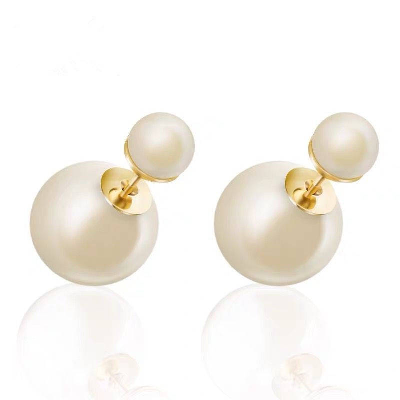 铜合金耳饰 E0125 气质时尚前后戴百搭耳环贝珠前后戴优雅法式