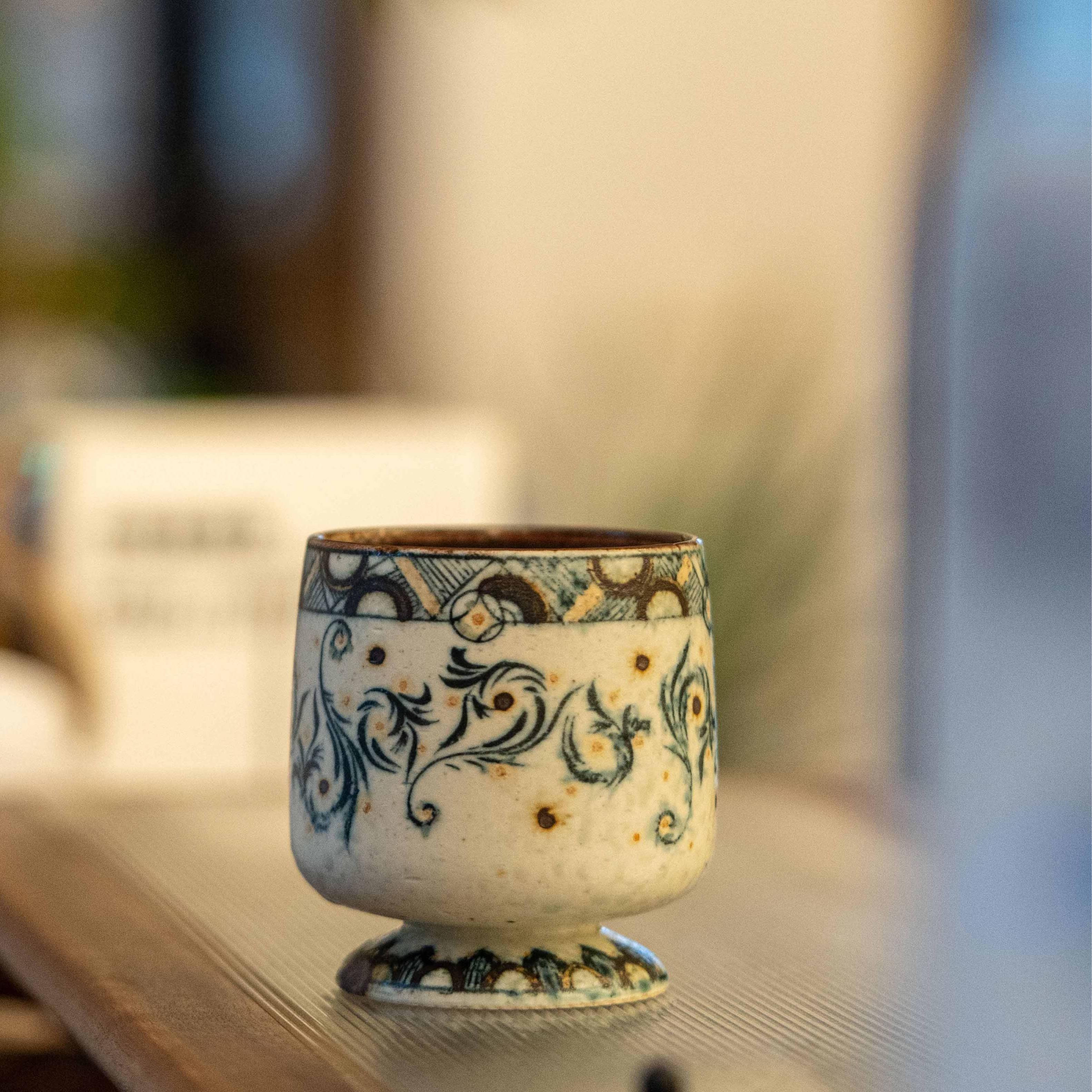 诗瓷集咖啡杯系列 新款卷草纹 ‖ 高足杯