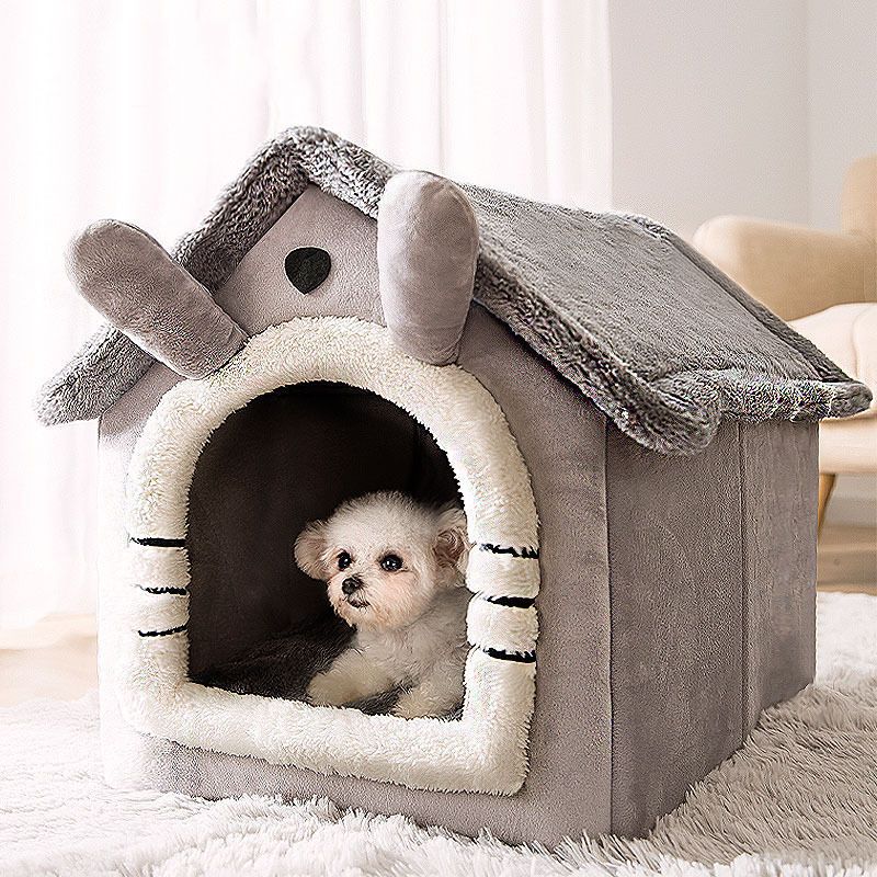 猫窝狗窝四季通用房子型封闭式冬天保暖可拆洗狗屋猫屋小型犬狗床