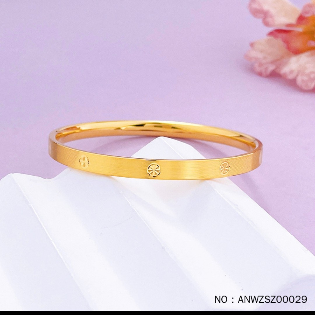 点哥黄金珠宝甄选足金拉丝米字纹固口手镯