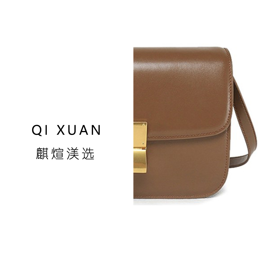 复古时尚棕色休闲大号羽绒服纯色单肩女士轻奢百搭小包包斜跨潮流