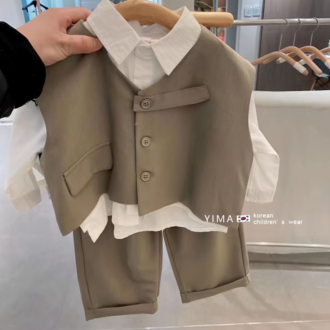 儿童童装男童秋季套装2023新款痞帅儿童秋装男宝宝帅气休闲西服马