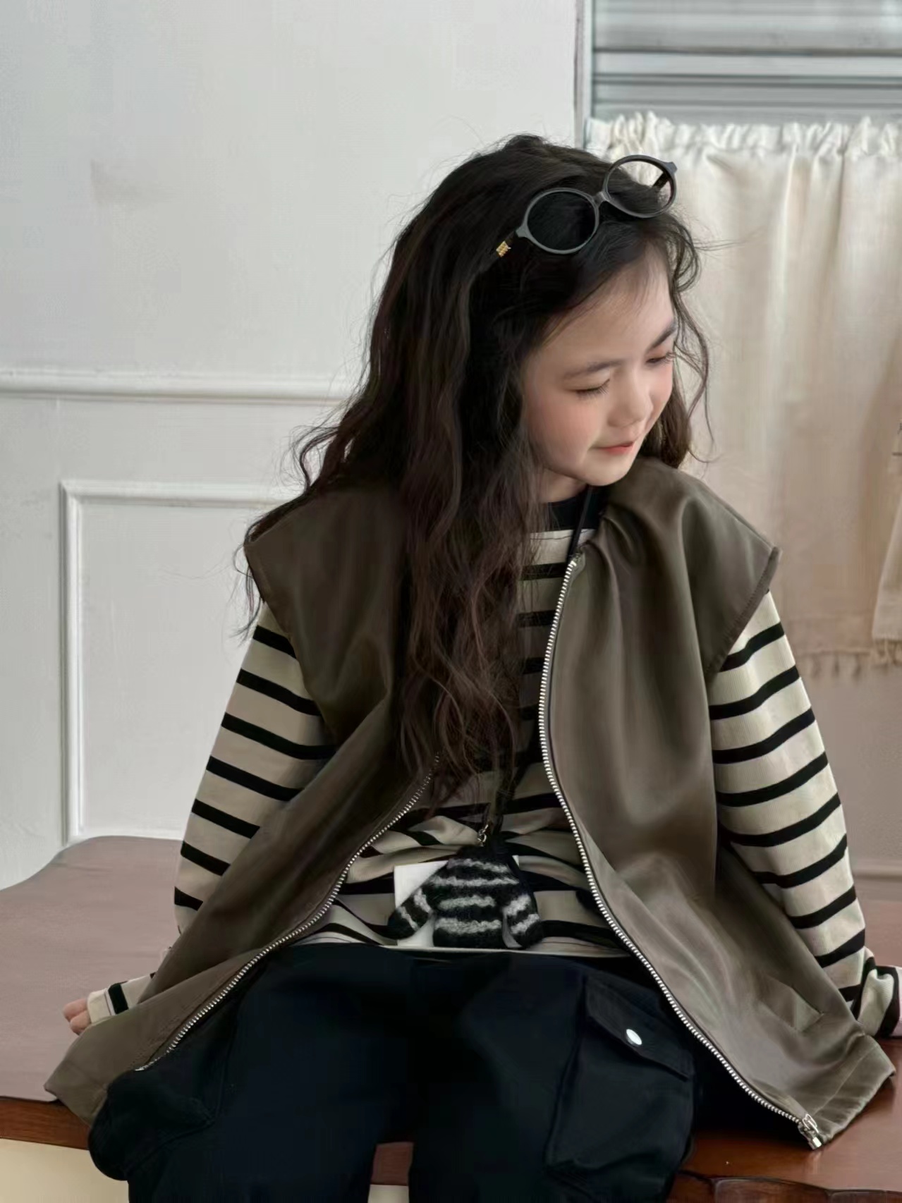 春秋爆款外套卫衣洋气时尚网红针织短款百搭宽松条纹