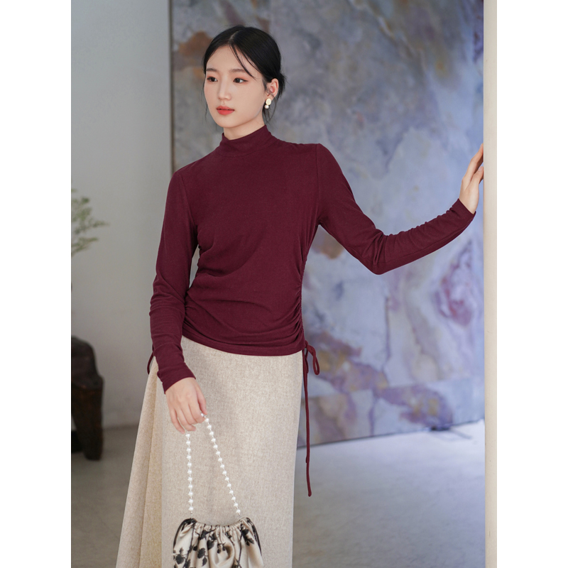 艺在【之影】原创安哥拉红上衣女秋季收腰针织冬季打底衫显瘦YD395