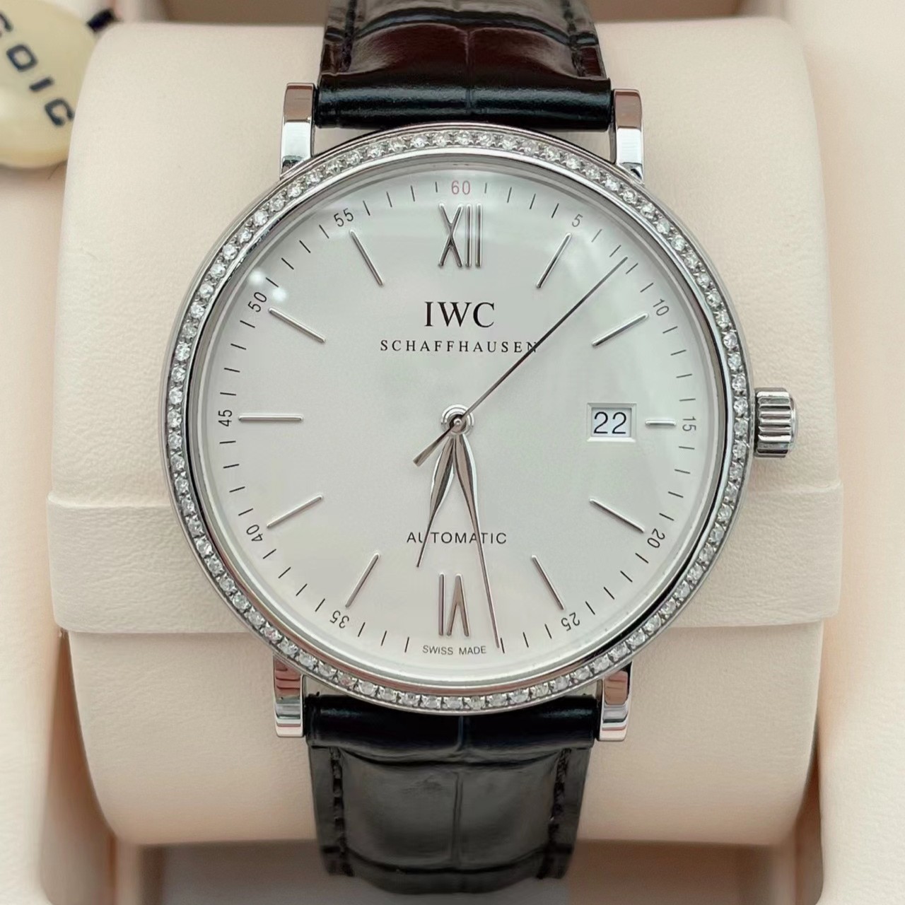99新 IWC/万国 （东哥名表）万国波涛菲诺后加钻自动机械表径40mm