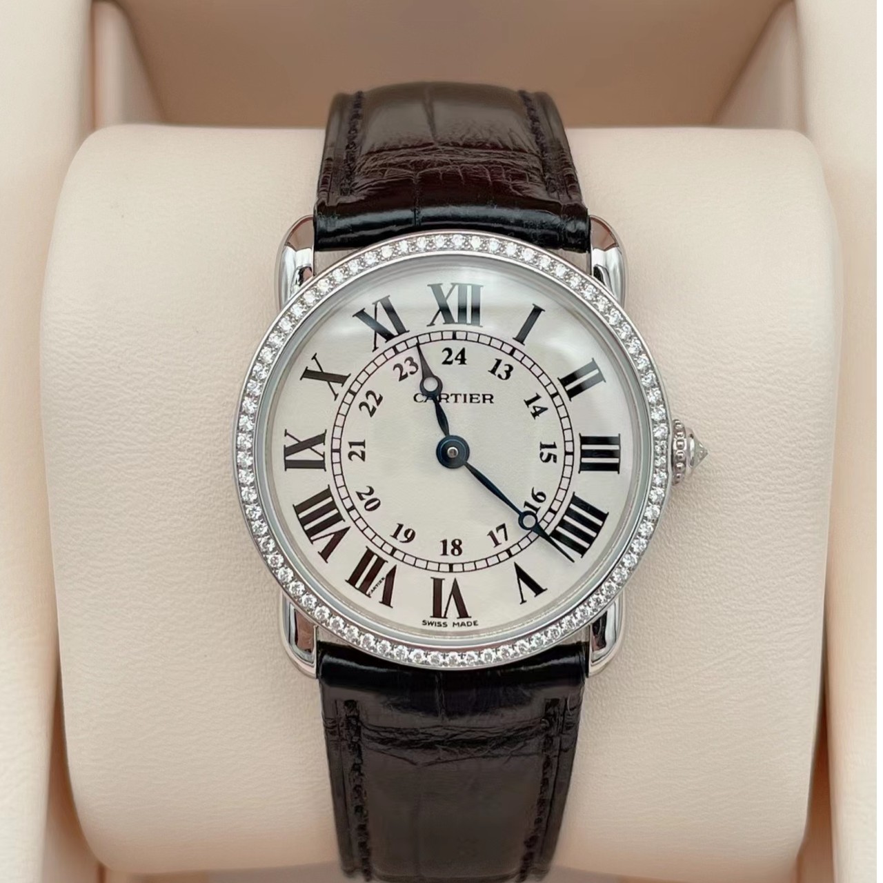 99新 Cartier/卡地亚 卡地亚伦敦白金原钻石英机芯表径29mm