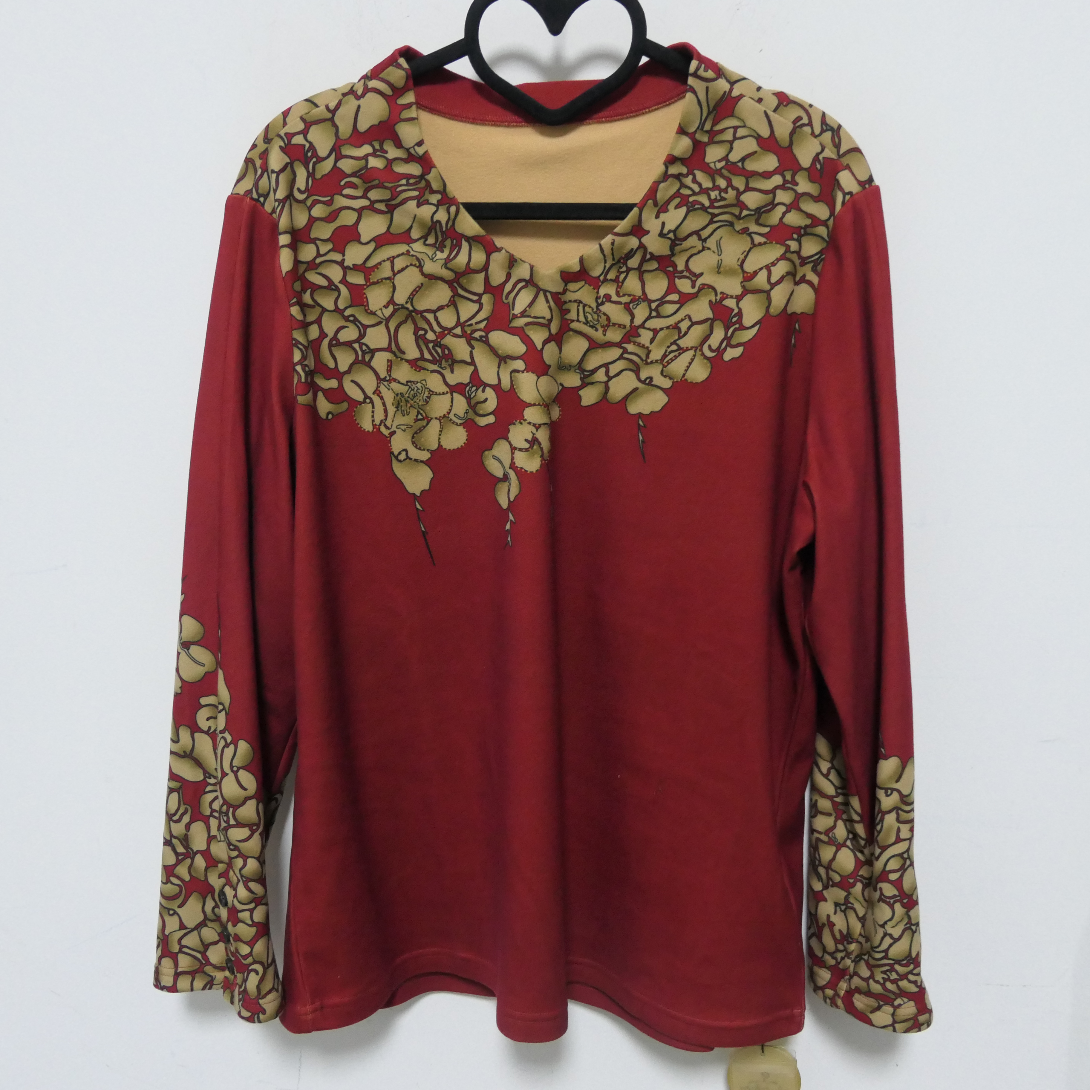 AB-1805阳离子绒里V领定位花小衫