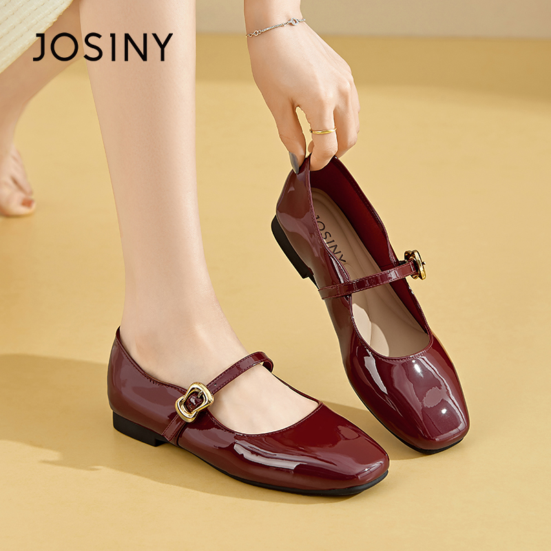 卓诗尼法式玛丽珍鞋2024秋季复古时尚百搭方头浅口粗跟软底低跟