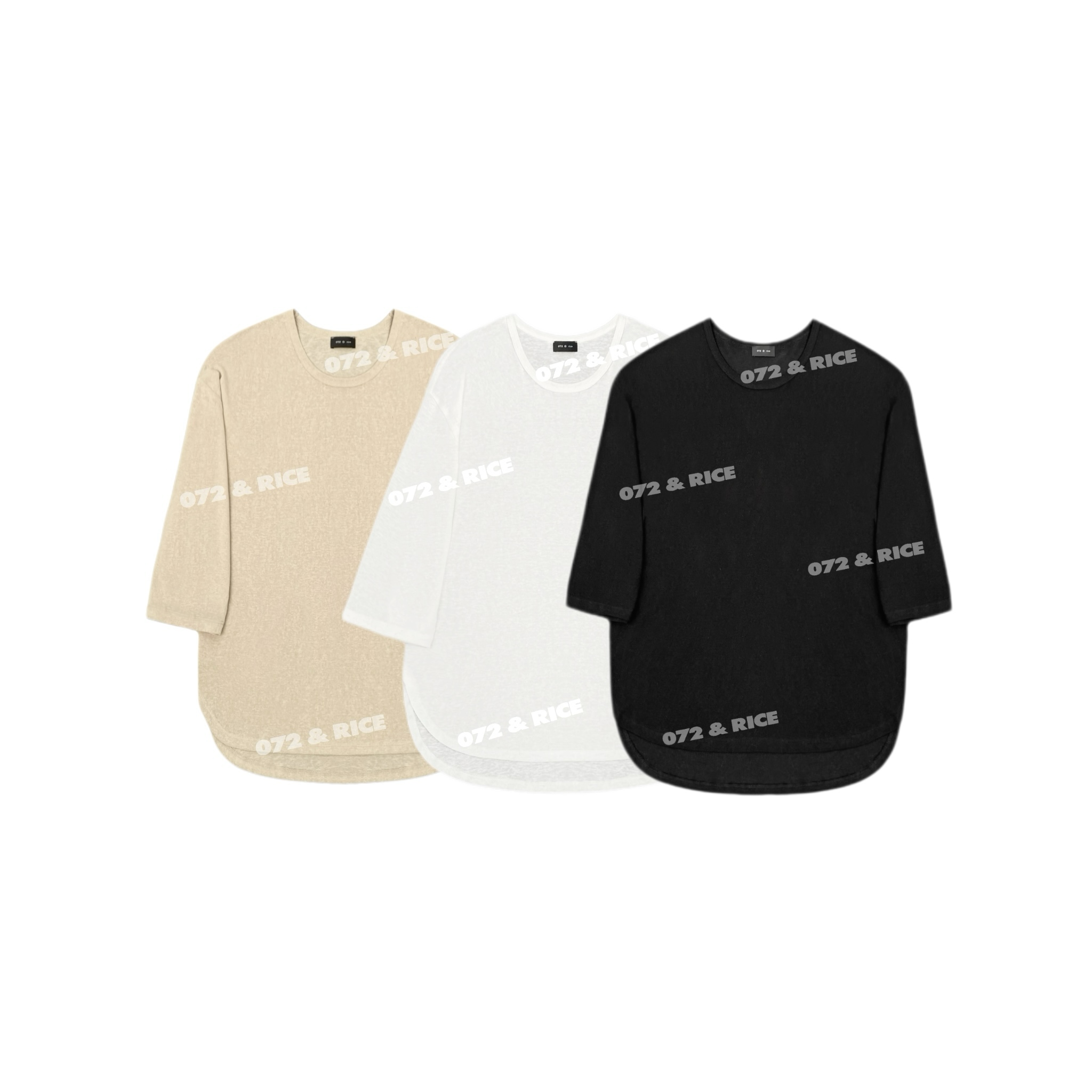 072 & RICE【麦子】夏季休闲U领半袖T恤 24W121Z FF