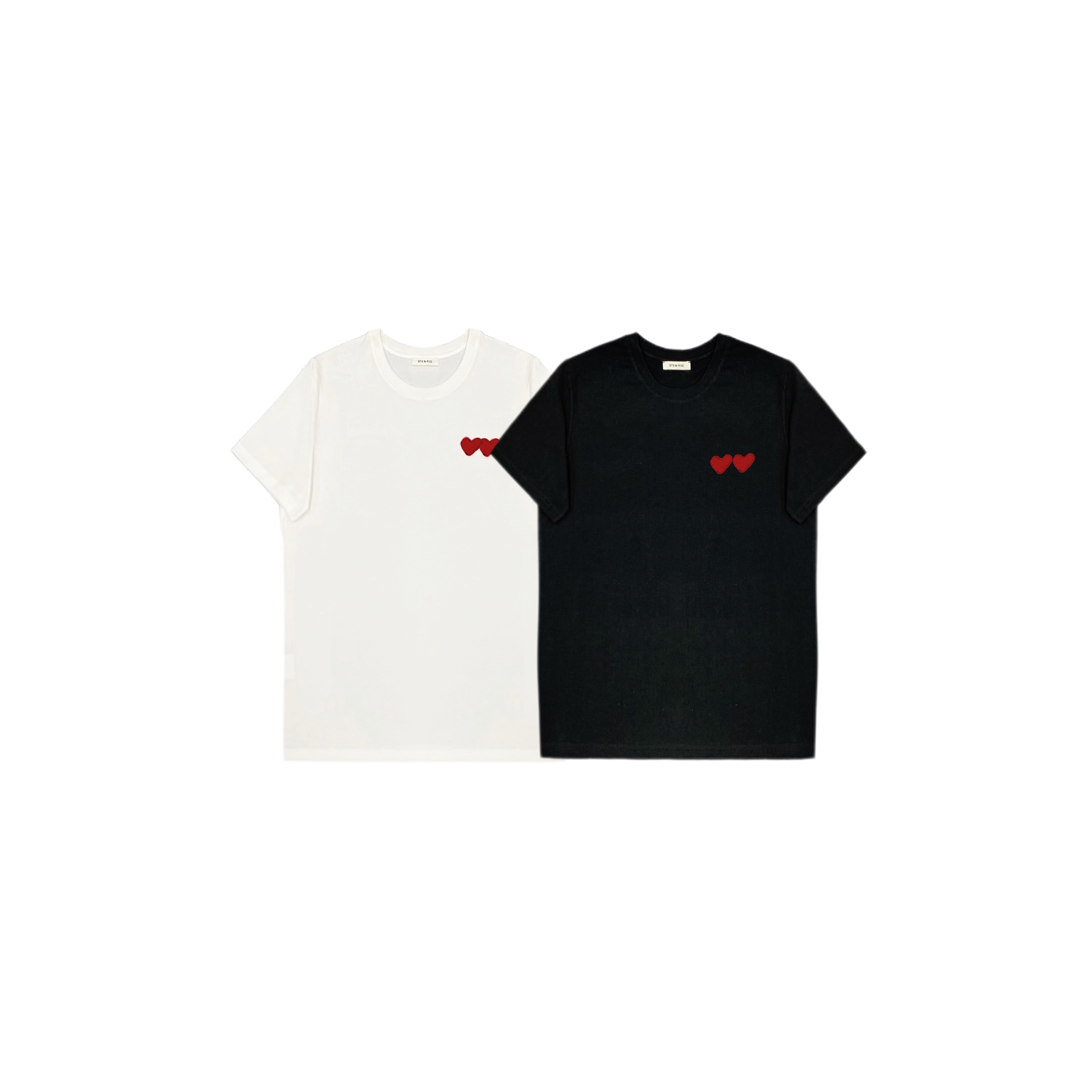 072 & RICE【心心相印】100纯棉 春季休闲圆领短袖T恤 24NB024Z*