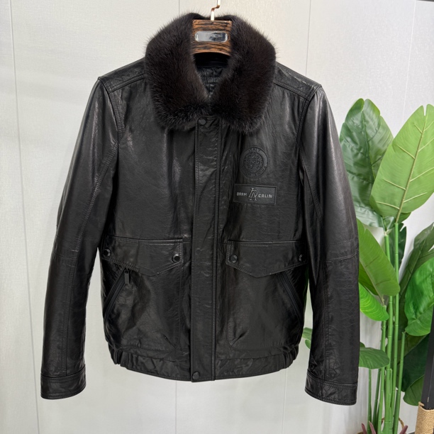 牛皮油蜡羽绒内胆（可脱卸）皮衣