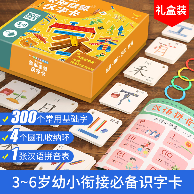 青葫芦-超好玩的象形启蒙汉字卡600面 早教学前3-6岁幼儿认字卡片